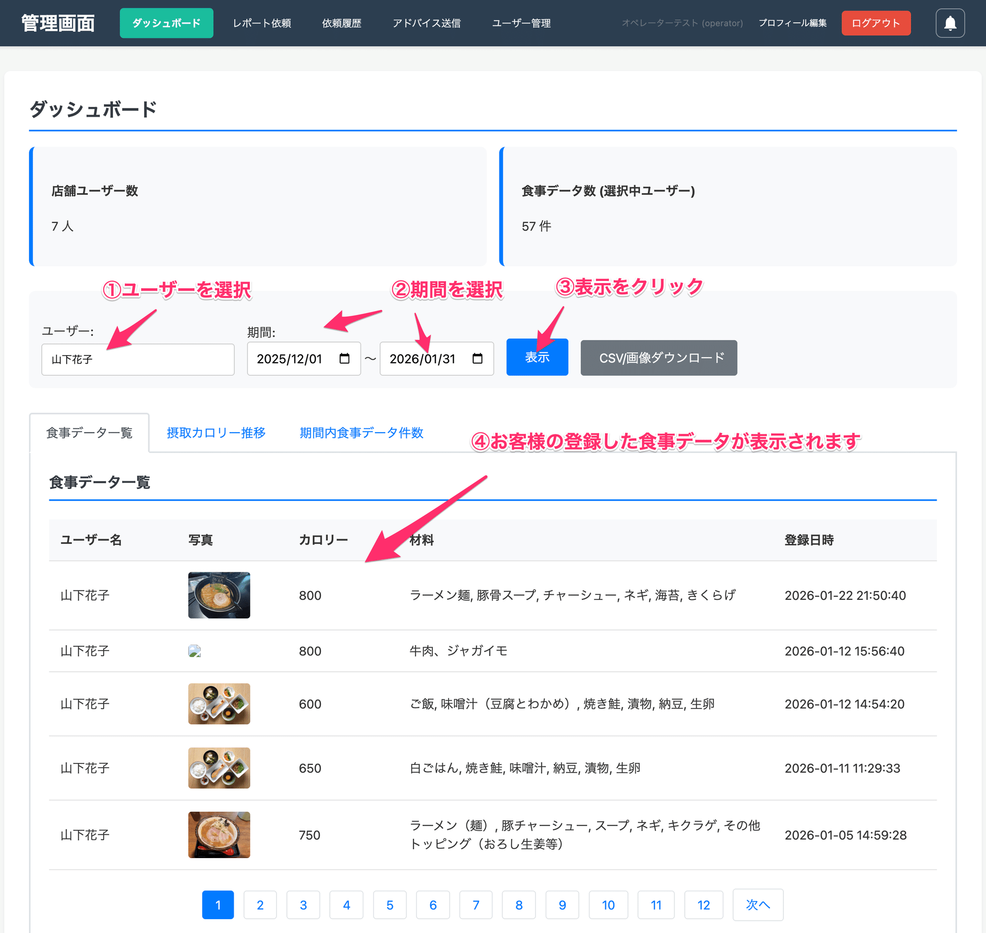 ダッシュボード詳細画面